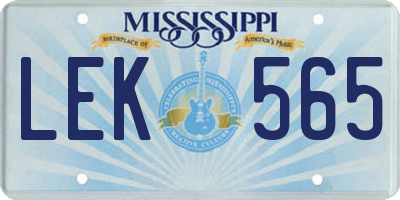 MS license plate LEK565
