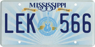 MS license plate LEK566