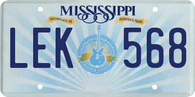 MS license plate LEK568