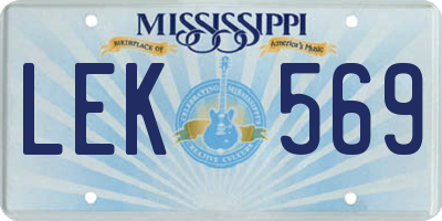 MS license plate LEK569