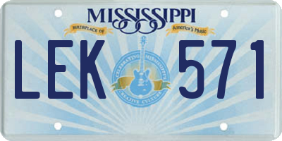 MS license plate LEK571