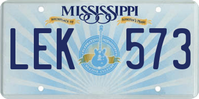 MS license plate LEK573