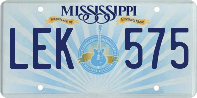 MS license plate LEK575