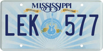 MS license plate LEK577