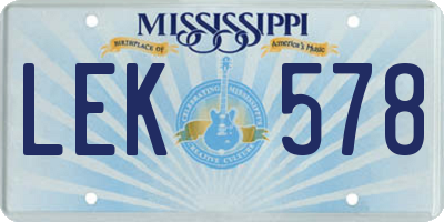 MS license plate LEK578