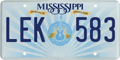 MS license plate LEK583