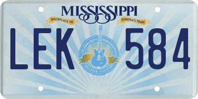 MS license plate LEK584