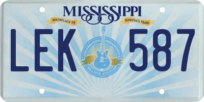 MS license plate LEK587
