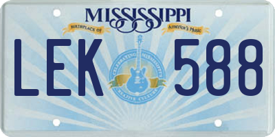MS license plate LEK588