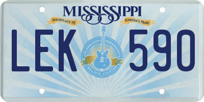 MS license plate LEK590