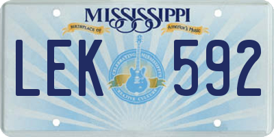 MS license plate LEK592