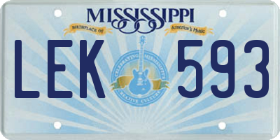 MS license plate LEK593