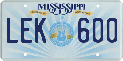 MS license plate LEK600