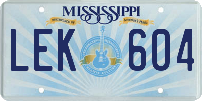 MS license plate LEK604