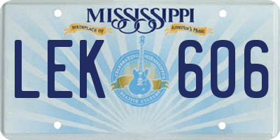 MS license plate LEK606