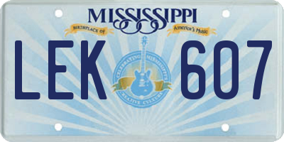 MS license plate LEK607