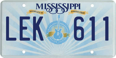 MS license plate LEK611