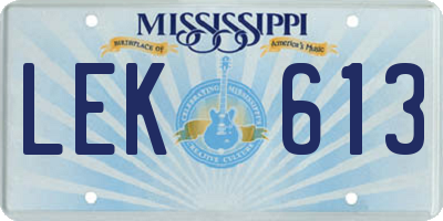 MS license plate LEK613