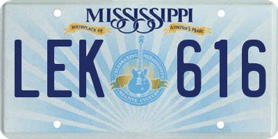 MS license plate LEK616