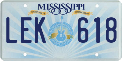 MS license plate LEK618