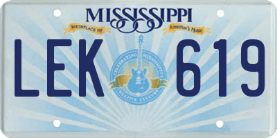 MS license plate LEK619