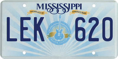 MS license plate LEK620