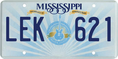 MS license plate LEK621