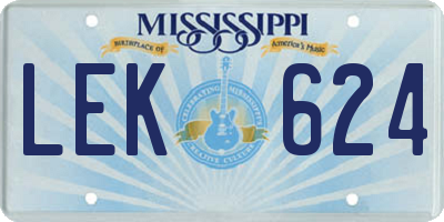 MS license plate LEK624