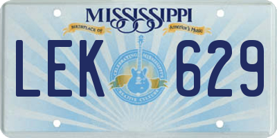 MS license plate LEK629
