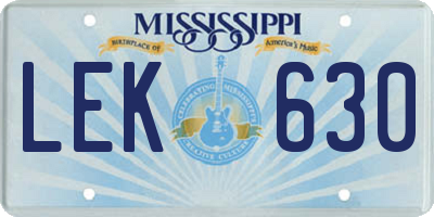 MS license plate LEK630