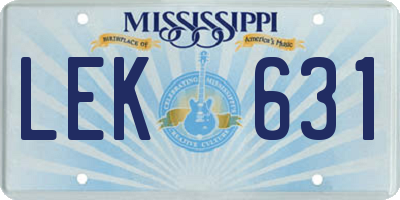 MS license plate LEK631
