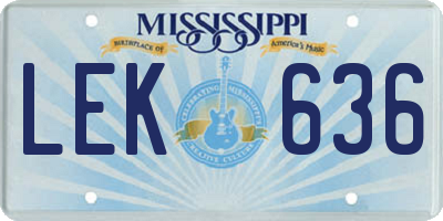 MS license plate LEK636