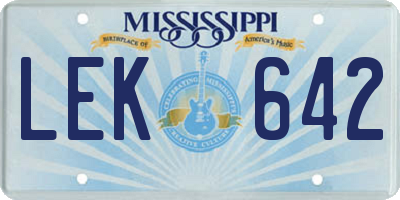MS license plate LEK642