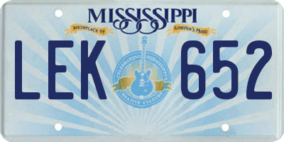 MS license plate LEK652