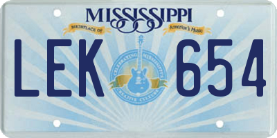 MS license plate LEK654