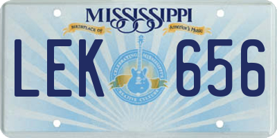 MS license plate LEK656