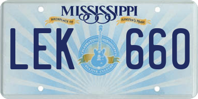 MS license plate LEK660