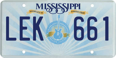 MS license plate LEK661