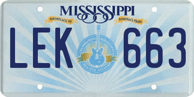 MS license plate LEK663