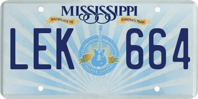MS license plate LEK664