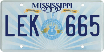 MS license plate LEK665