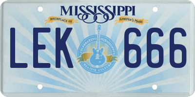 MS license plate LEK666