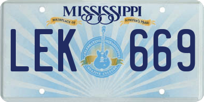 MS license plate LEK669