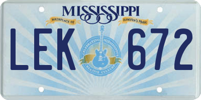 MS license plate LEK672