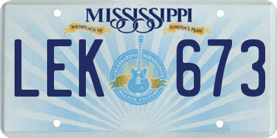 MS license plate LEK673