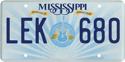 MS license plate LEK680