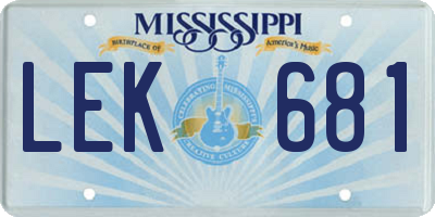 MS license plate LEK681
