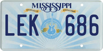 MS license plate LEK686