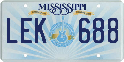 MS license plate LEK688