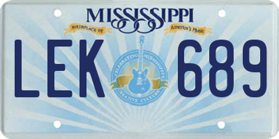 MS license plate LEK689